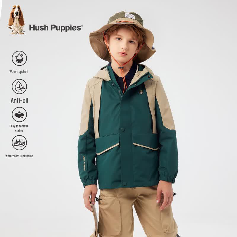 Детская осенняя куртка с капюшоном 3-Proof от Hush Puppies 130 джунглях зеленый