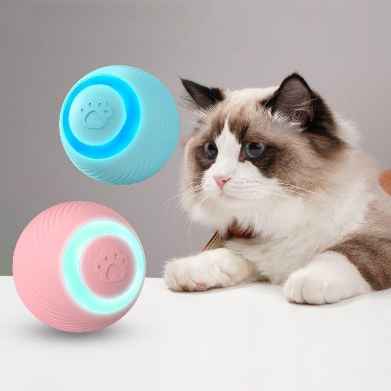 Interactive Cat Dog Toy, Electric Ball with Lights, Obstacle Sensors, Pink, 4.2cm