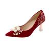 Fashion New Women Pumps Wedding High Heels Shoes Comfortable Lightweight Sole Non-Slip ) Floral Patterned Strapless Sandals Formal