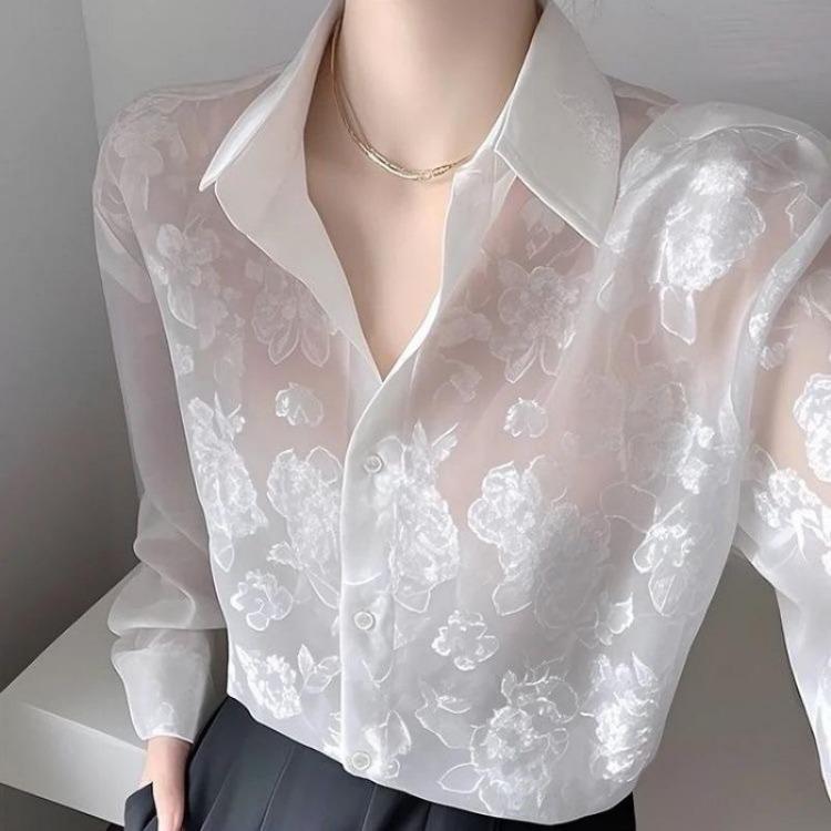 Early Spring Stylish Elegant Women Sunscreen Shirt Unique French Inspired Design Top