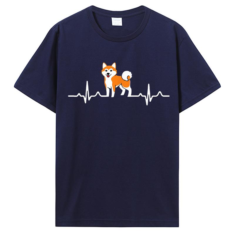 Shiba Inu Herzschlag Shirts Herren Paar Benutzerdruck Niedlicher Hund Kurzarm Vatertags T-Shirts