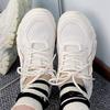 Li Ning Cushioning Slip Resistant Abrasion Resistant Breathable Lightweight Low Top Chunky Sneakers Women's White AGCT424-1