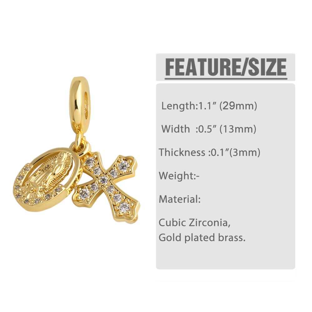 OCESRIO White Crystal Cross Virgin Mary Pendant for Necklace Copper Gold Plated Enamel Crucifix Jewelry Making Supplies pdtb712
