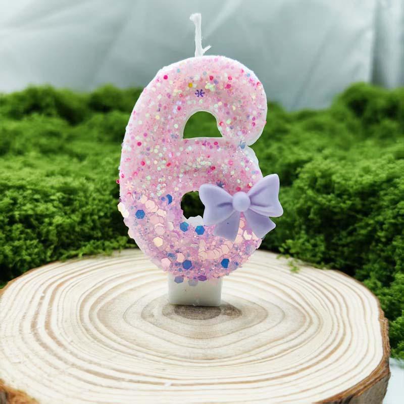 Purple Bow Birthday Party Cake Plugin Digital Candle Creative Design