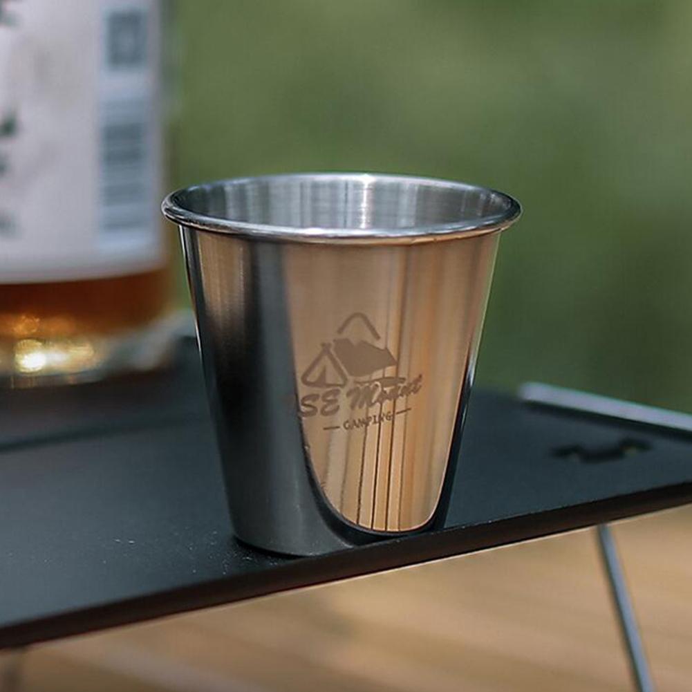 8Pcs Metal Drinking Mugs with Bag Portable Water Cups 304 Stainless Steel Camping Beer Cups for Outdoor Barbecue