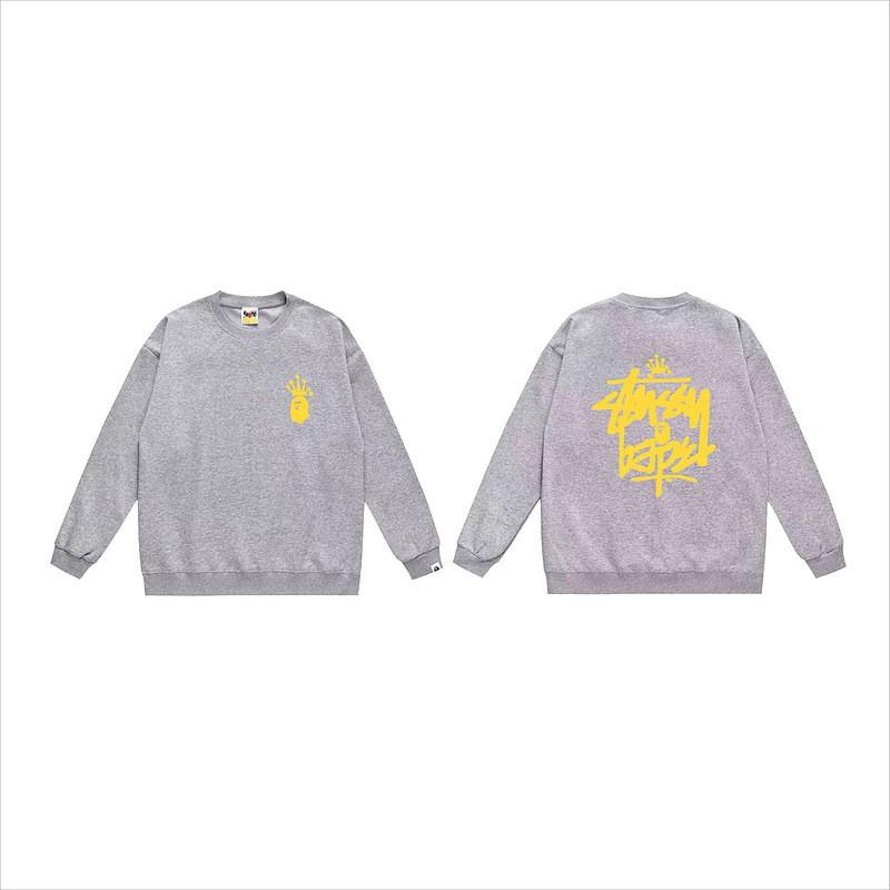 Unisex lässiger übergroßer Rundhals-Pullover mit Schriftzug-Print leichter Baumwoll-Hoodie