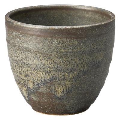 Marui Pottery Shigaraki Ware Hechimon Teacup, Approx. 300ml Capacity, Black Glazed Finish, MR-3-4494