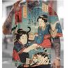 Summer Japanese Style T-shirt Men's Ukiyoe Pattern T-shirt 3D Printing