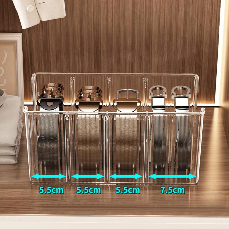 1/2pcs Belt Storage Box Household Wardrobe Belt Display Stand Plastic Transparent Silk Scarf Tie Storage Box Wardrobe Organizer