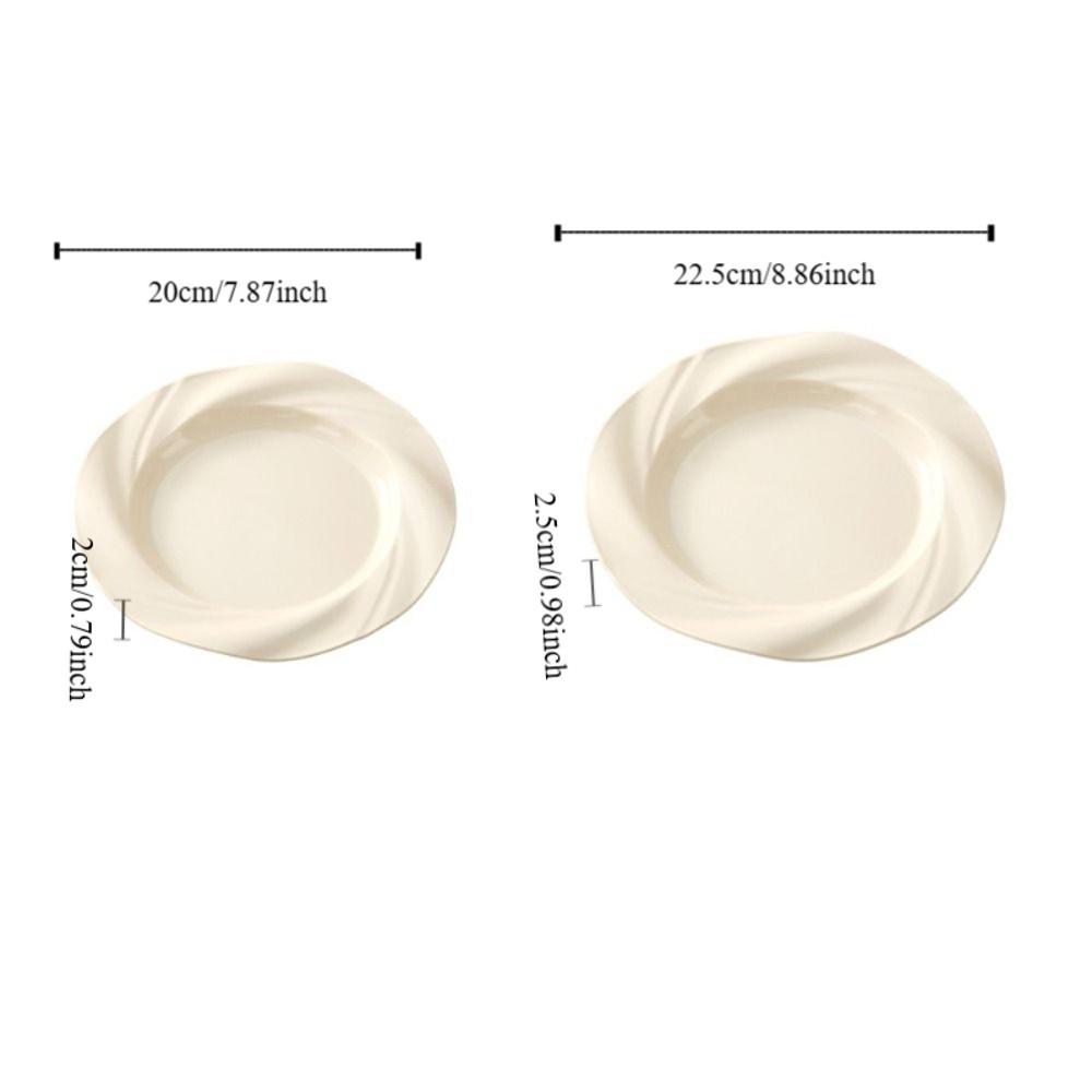 4PCS Decorative Light Luxury Round Plate Ceramic-look Salad Dish Dinning Plate  Home
