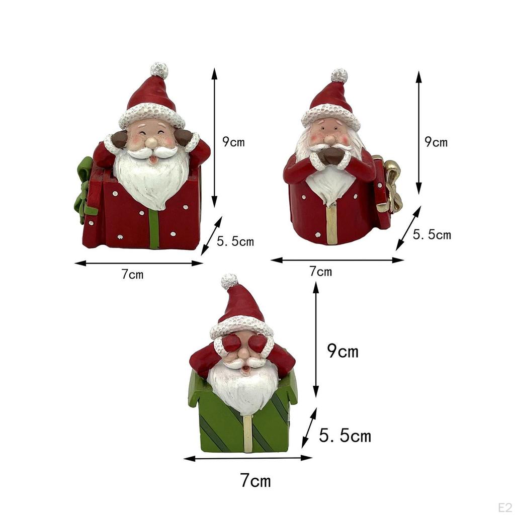 3 st Jul Tomte Statyer Harts Figurer Miniatyr för Hem Helg Skrivbord