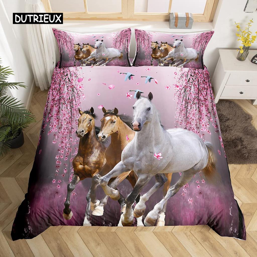 

Комплект постельного белья Running Horse 3d, двуспальная кровать размера King Queen Full Twin Single Size Horse Duvet Cover EU single(135x200cm)