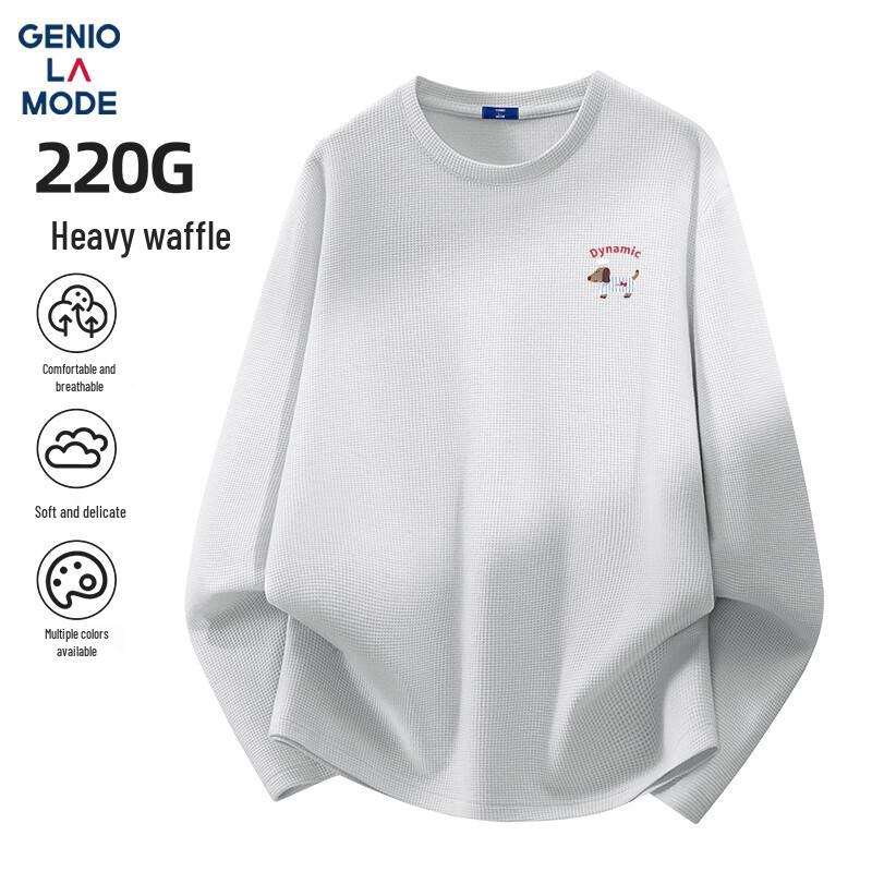 GENIOLAMODE Men s Heavyweight Waffle Knit Long Sleeve T-Shirt 3XL