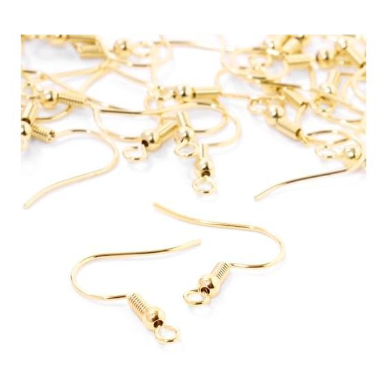 [Surgical Stainless Steel 316] Earring Hooks Gold 100 Pieces with Spring Type A Handmade Metal Allergy Prevention Accessory Parts