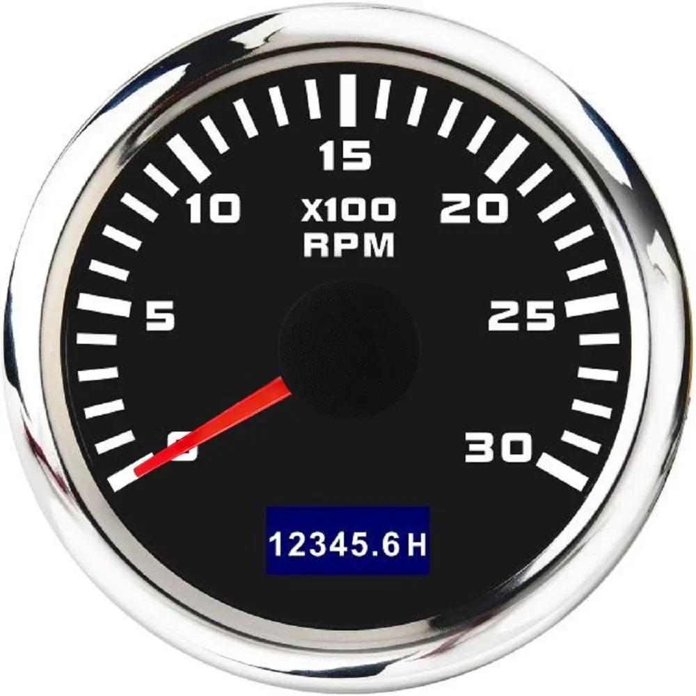 2" 52mm Tachometer 7 Color Backlight Tach Car Gauge Waterproof Digital LCD Hour Meter for Universal 12V24V Car Marine Boat Yacht