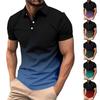 Gradient Color Summer Short Sleeved Lapel Button Men's Casual Top