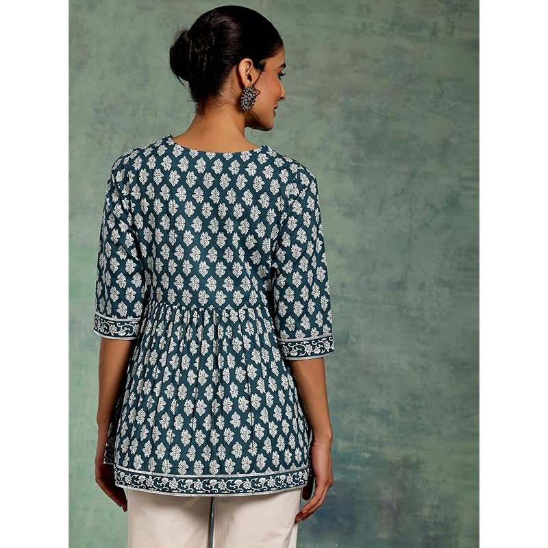 Libas Women s Printed A-Line Kurtis (26593_Blue 2XL синий