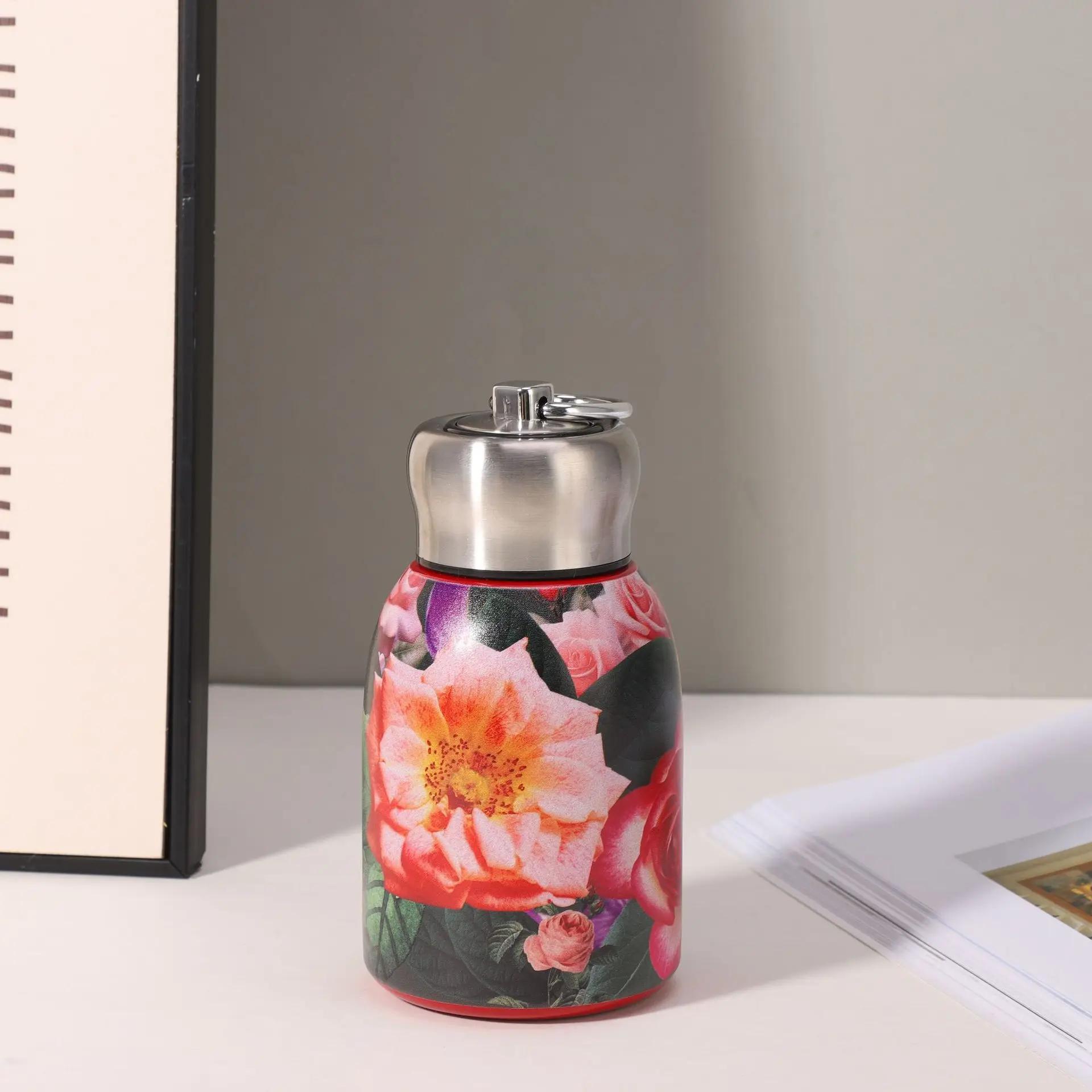 Printed 304 Stainless Steel Small Chubby Ding Insulated Cup Mini Portable Pocket Cup  Student Casual Cup Fashionable and Simple 300ml