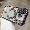 Diamond Glitter Plating Claer Phone Case For 17 Pro Max Air 14 15 Plus 11 12 13 16 Pro For Magsafe Magnetic Protect Cover