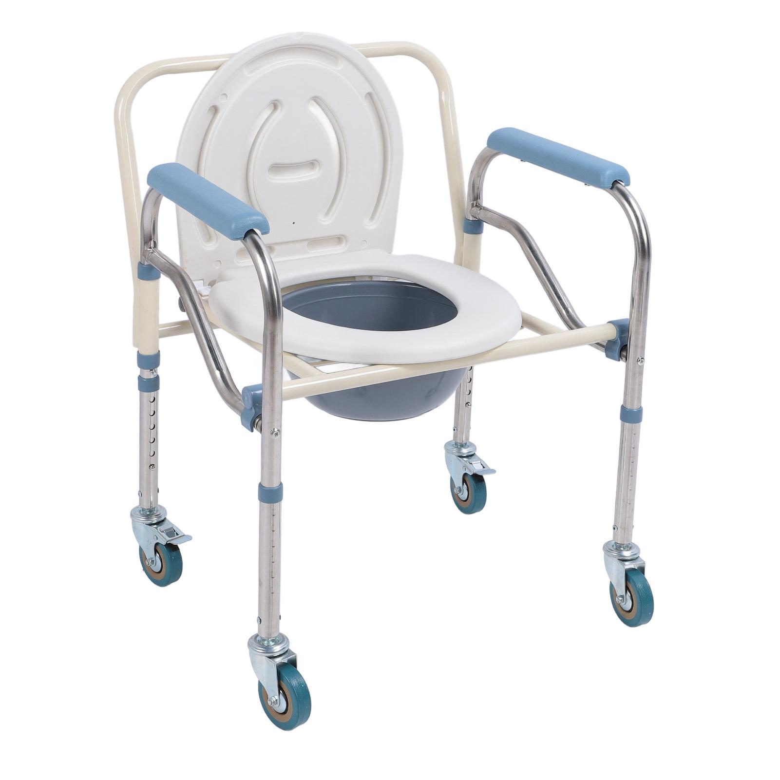 

Прикроватный стул-комод с тормозными колесами из углеродистой стали, складной, регулируемый по высоте, многофункциональный