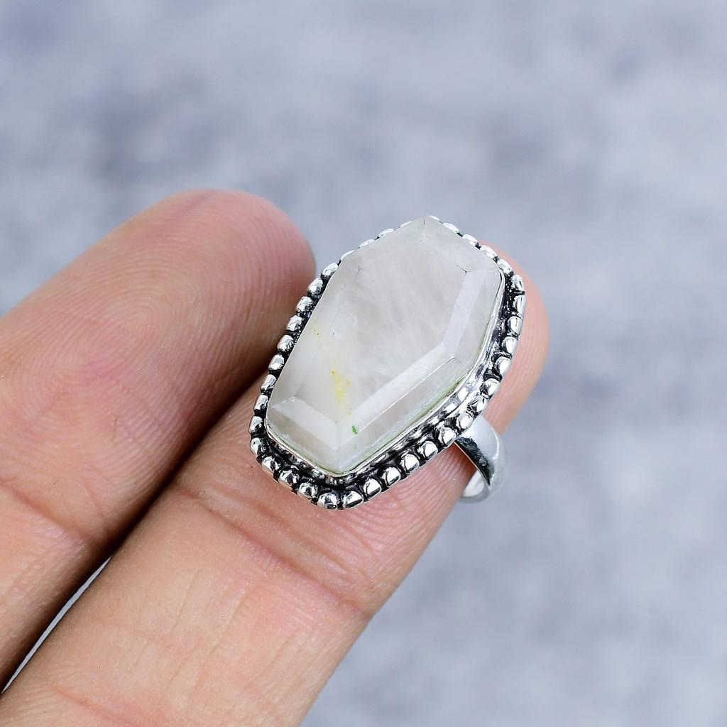 Golden Rutile Gemstone Handmade 925 Sterling Silver Jewelry Ring Size 8 M-2578