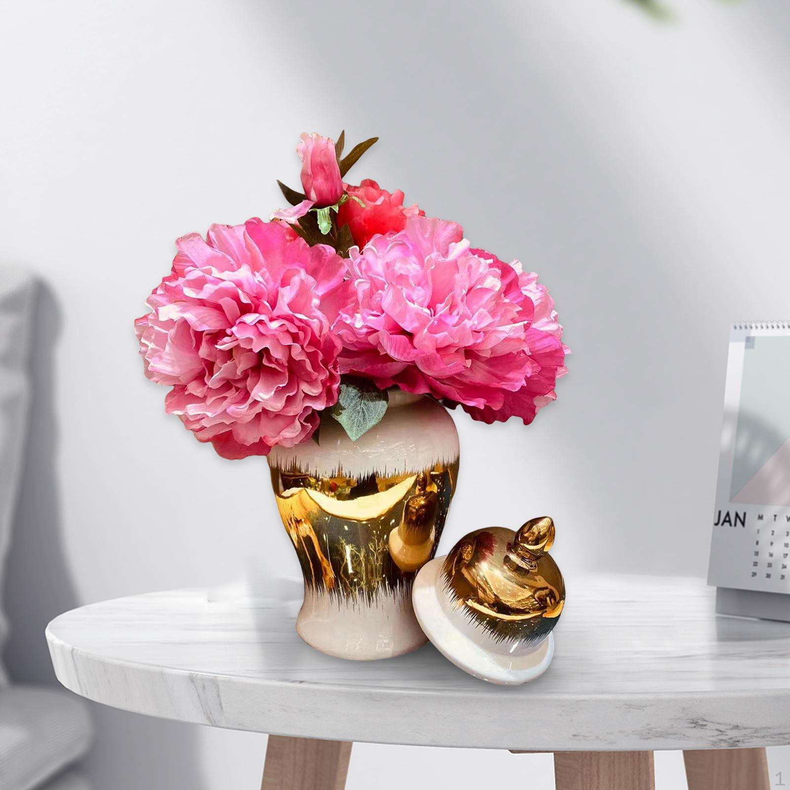 Ceramic Porcelain Ginger Jar Centerpiece Lid Flower Vase Cosmetic Containers S