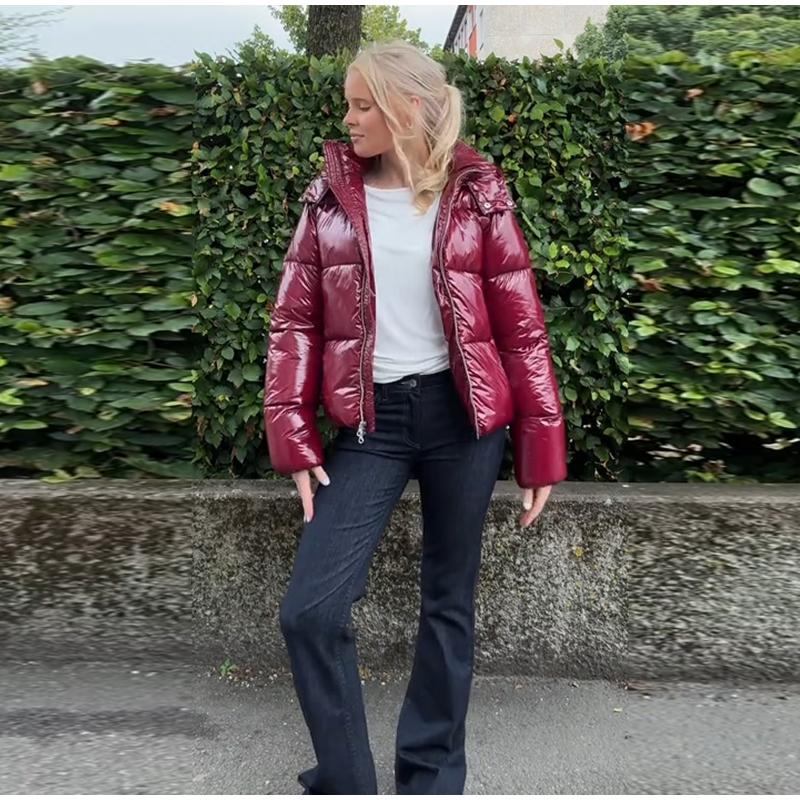 Solid Zipper Drawstring Puffer Jacket Quilted Water Resistant Loose Winter Warm Women Outerwear Daily Causal Coat