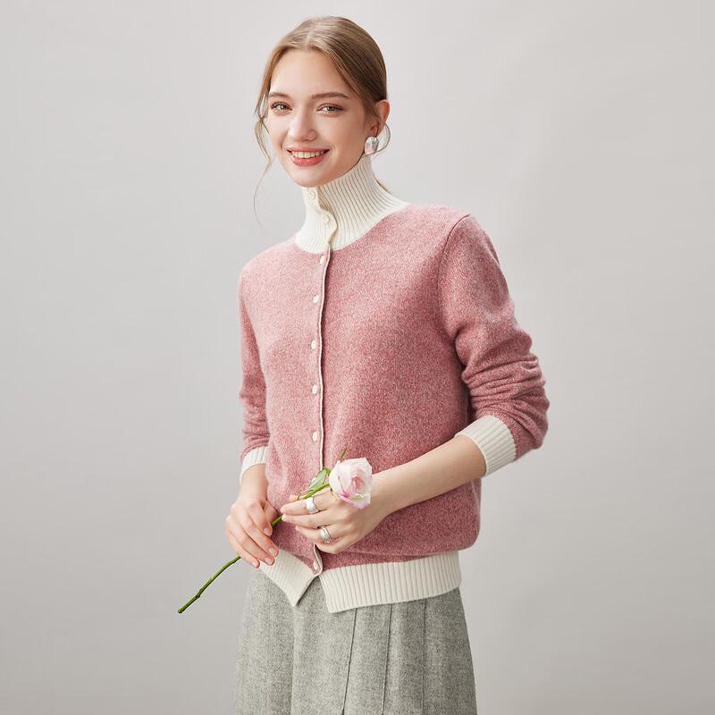Kemengboka Women's 100% Cashmere Thickened Turtleneck Cardigan