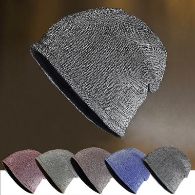 New Fashion Night Reflective Hat Autumn Winter Beanies Men Women Sport Outdoor Fleece Lined Knitted Hats Warm Cap With Unisex