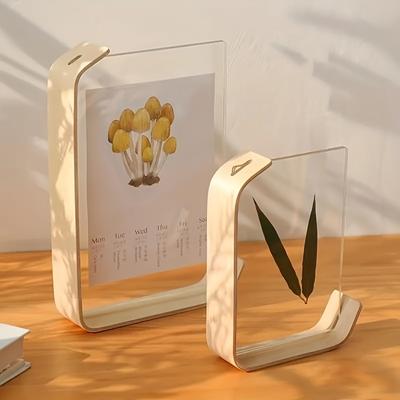 Contemporary Vertical Photo Frame: Oblong Acrylic Wooden Design, DIY Calendar & Room Decor, No-Power Elegant Picture Display
