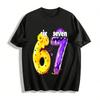 Cute Number 67 Cake Print Casual Short Sleeve Top For Kids Adults Pure Cotton T-shirt