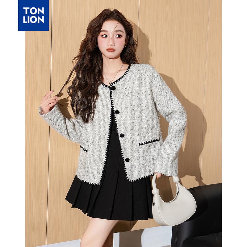 

TonLion Women s French Style Short Round Neck Jacket L