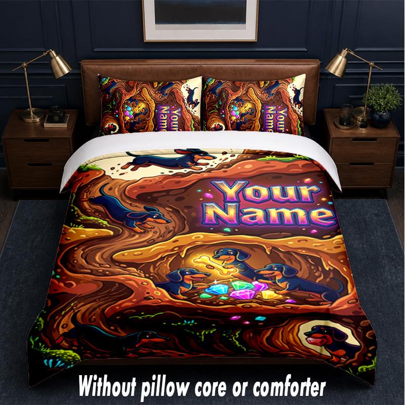 Other Similar Designs Theme Custom Text Or Name 3Pcs Bedding Set,1 Flat Sheet & 2 Pillowcases Personalized Home Bedding