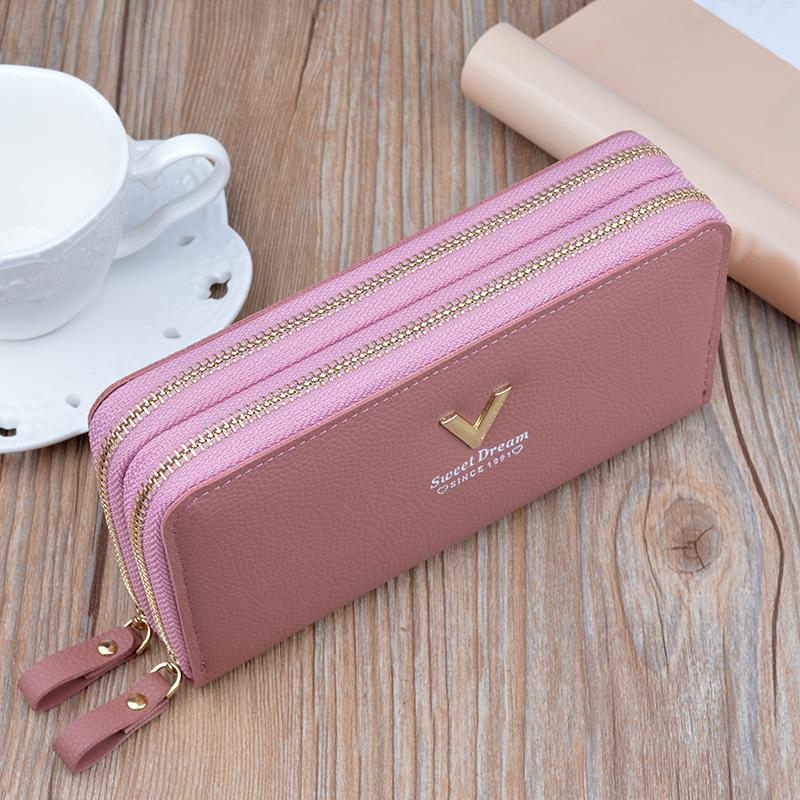 New Wallet Women's Double Zipper Long Clutch Bag Fashionable and Simple Large-capacity Double-layer Wallet Mobile Phone Bag