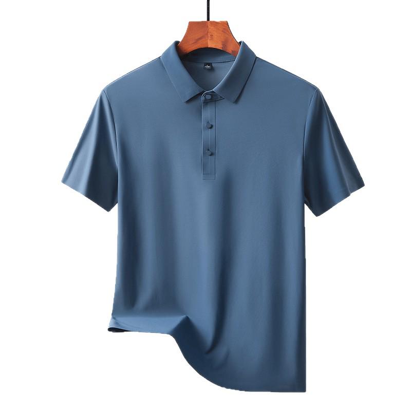 Custom Logo Quick-Dry Seamless Polo: Summer Ice Silk Cool Feel Lapel Short Sleeve Work Shirt