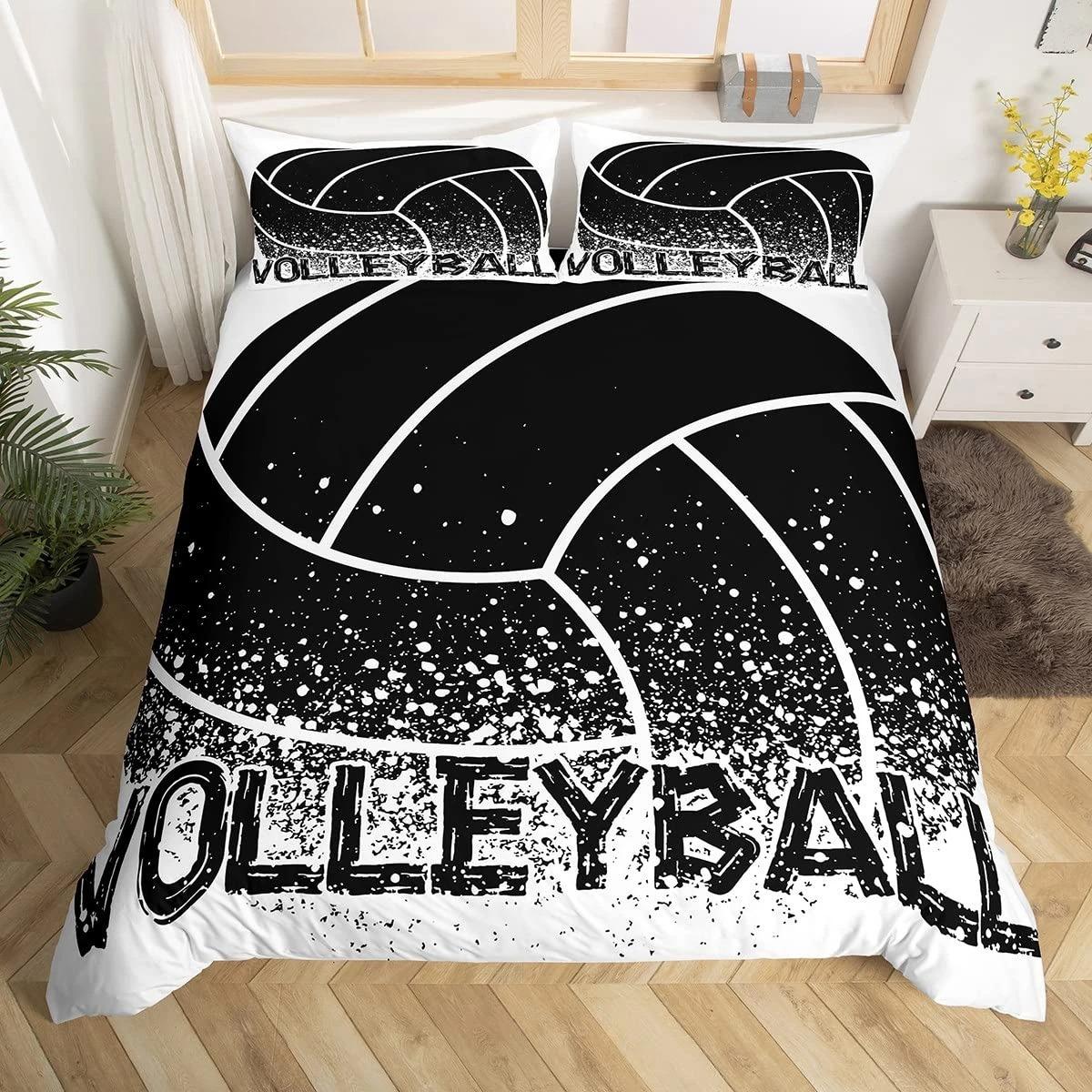 Volleybal Beddengoed Set Sporten King Queen Dekbedovertrek Jongens Meisjes Bal Thema Vuur en Water Dekbedovertrek Polyester Quiltovertrek 70x133cm 2pcs