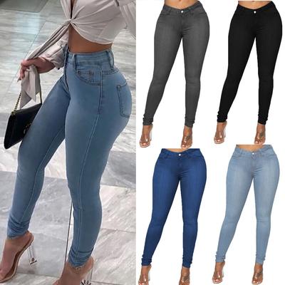 Jean en jean taille haute pour femme, pantalon crayon slim, grande taille Xs-6Xl
