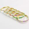 Drip Oil Enamel Floral Open Bracelet for Women - Stackable High-End Alloy Jewelry Accessories