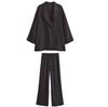 Summer Women's Wrinkle Effect Suit Jacket + Pants Suit Women