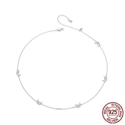 S925 Sterling Silver Mini Butterfly Necklace Dainty Neck Chain Pave Setting CZ for Women Wedding Engagement Fine Jewelry