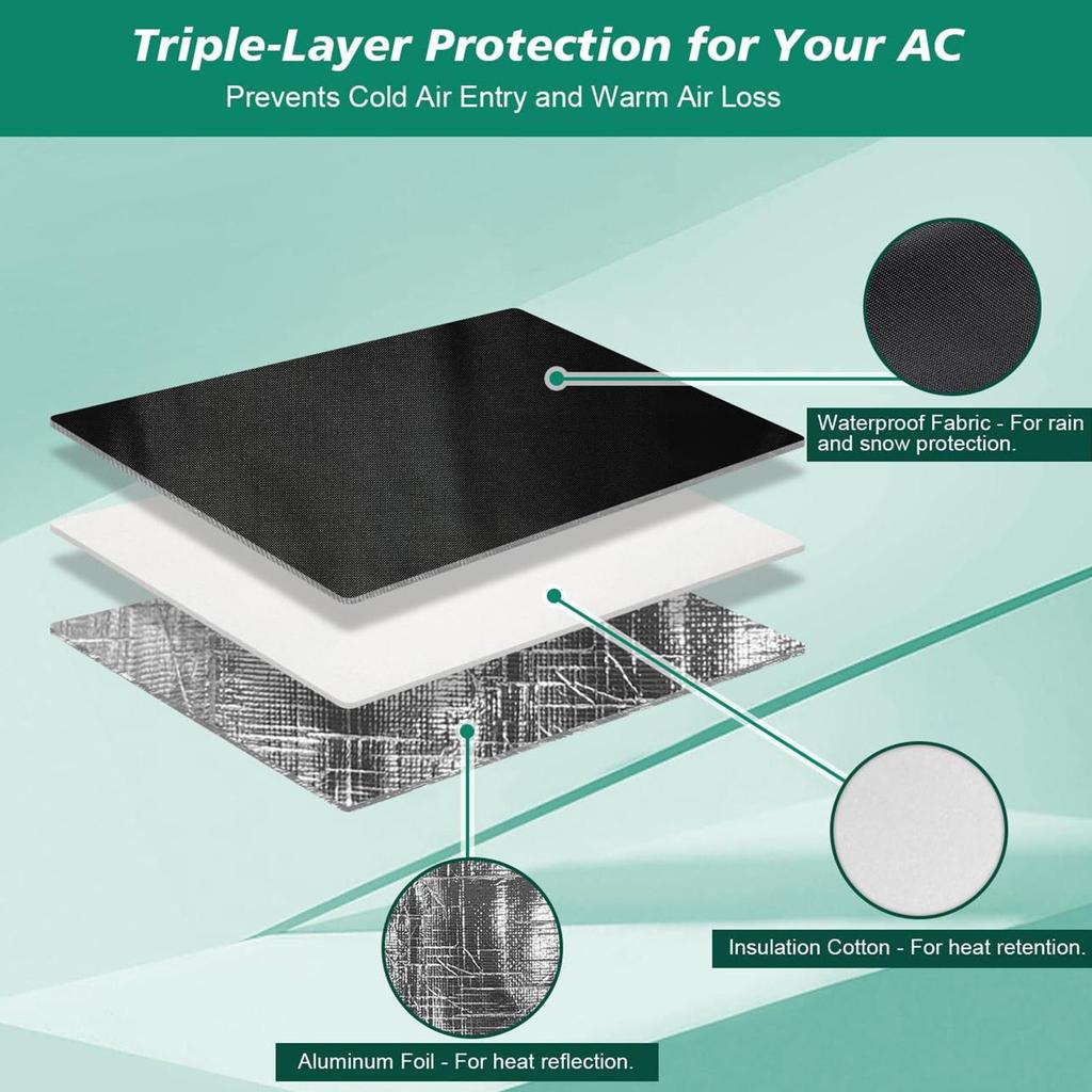 Air Conditioner Cover Winter Outdoor AC Cover Waterproof With Adjustable Buckles Insulated Protector Barrier For Condenser