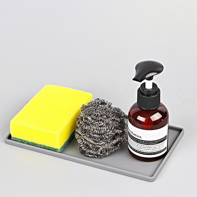 Anti-slip Silicone Heat-insulating Mat Square Storage Tray Coffee Tea Coaster Cutlery Holder Bathroom Soap Plate