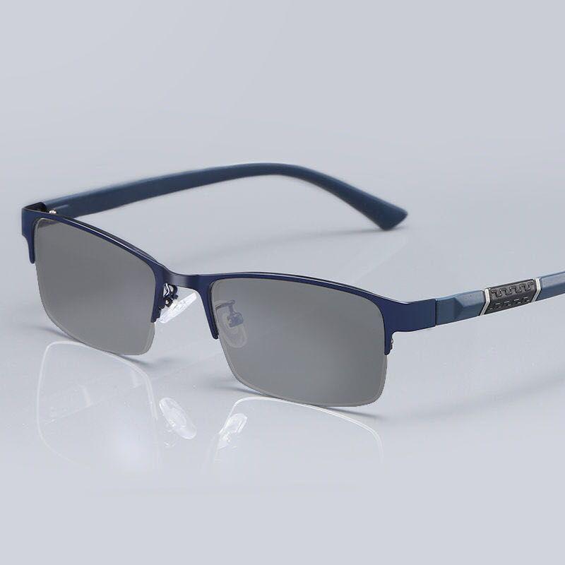 Photosensitive Color-Changing Myopia Glasses Men'S Business Classic Anti-Fog And Anti-Blue Uv Half-Frame Glasses Frame