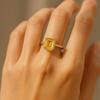 Yellow Citrine Gem Emerald Cut Gold Plated Ring for Women – Stylish Elegant Jewelry