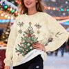 Women's Fashion Casual Long Sleeve Christmas Printed Round Neck Top Sweatshirt