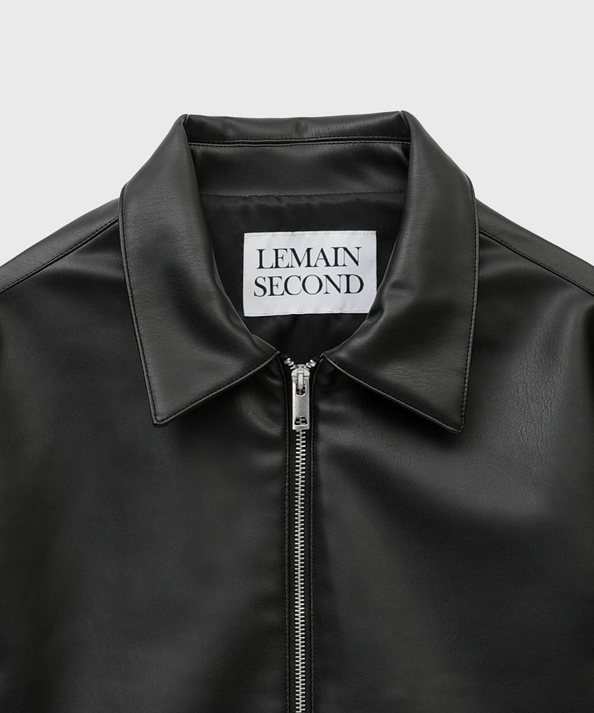 Lemain Second Vegan Leather Oversized Blouson Jacket [Black]