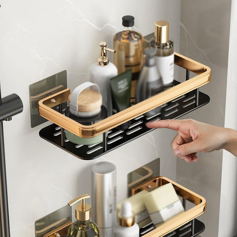 Bathroom Shelf Kitchen Storage Organizer Aluminum Alloy Shampoo Rack Shower Shelf Bathroom Accessories No Drill Shelf