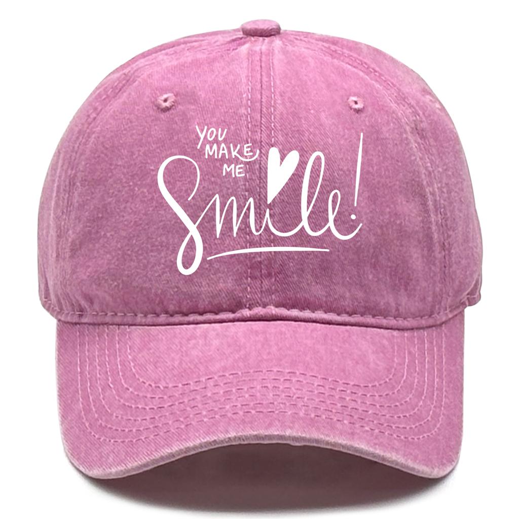 You Make Me Smile Print Snapback Baseball Cap Cotton Hat Leisure Lightweight Adjustable Baseball Caps  Ideal Choice For Tennis