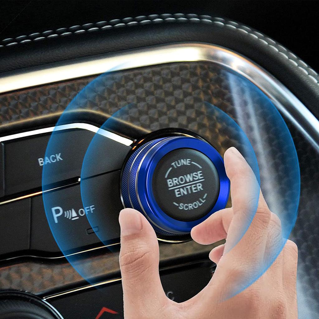 3Pcs Auto Center Console Knob Ring Car Interior Air Conditioning Control Radio Knob Covers Trim for Challenger 2015-2021
