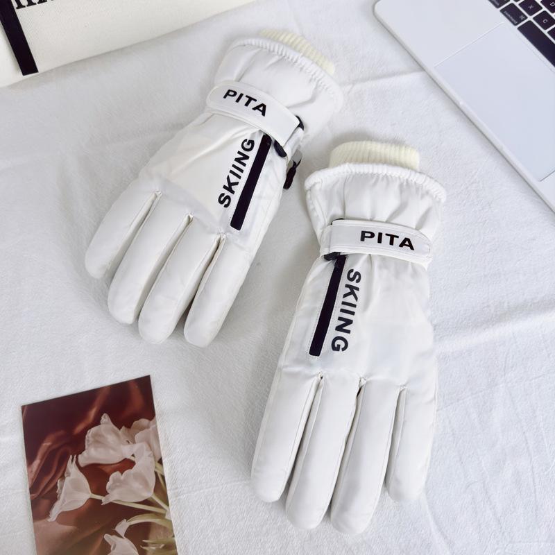 Winter Skiing Cycling Gloves Women Thick Windproof Waterproof Plush Full Finger Gloves Touch Screen Outdoor Motorcycle Riding